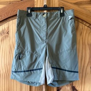 Men’s Mapamyumco green gray flat front utility shorts size M